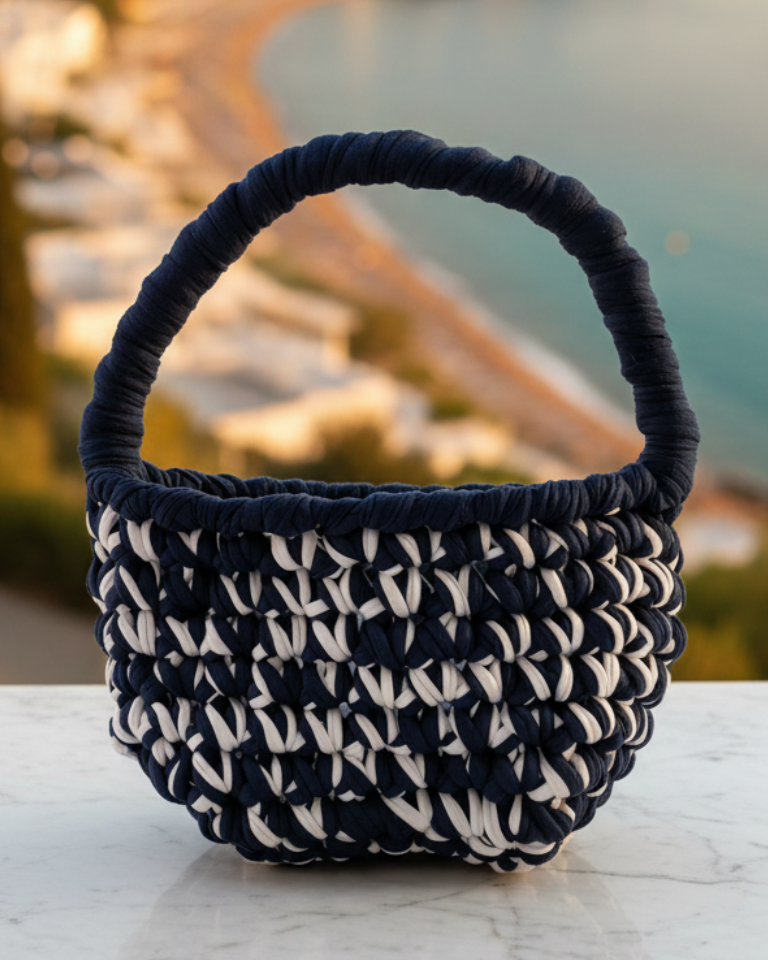 Bolso azul y blanco - foto profesional